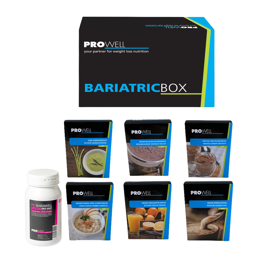 Bariatric Box + 6 Geschmacksrichtungen Ihrer Wahl + MVM Once Daily